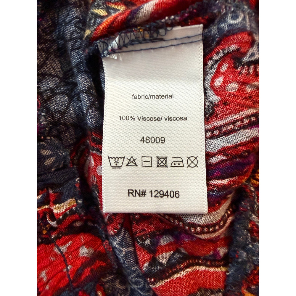 LASCANA Paisley Boho Peasant Blouse Size XL Smocked Ruffle Top - Picture 4 of 5